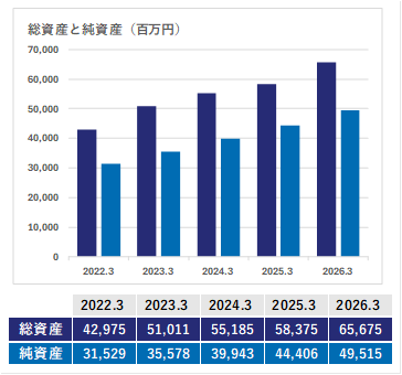 総資産と純資産のグラフ(具体的な数値は後述)